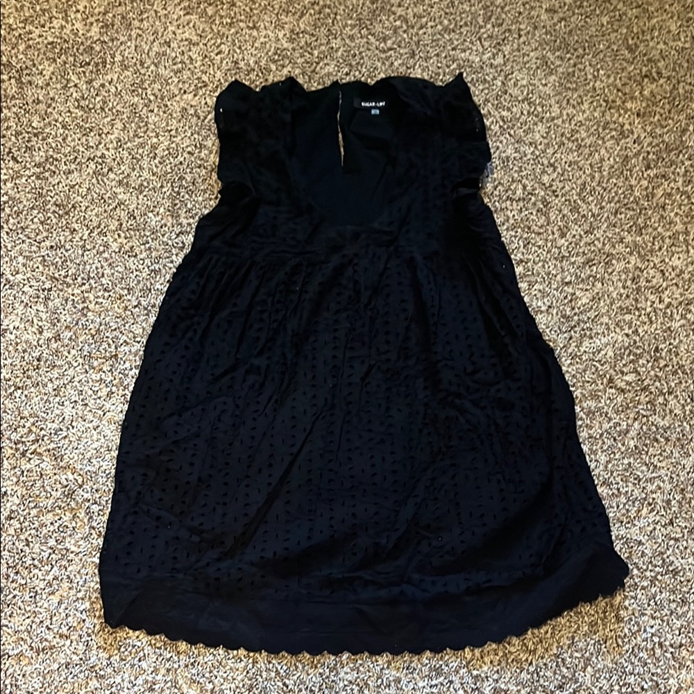 Sugarlips Black Eyelet Mini Dress